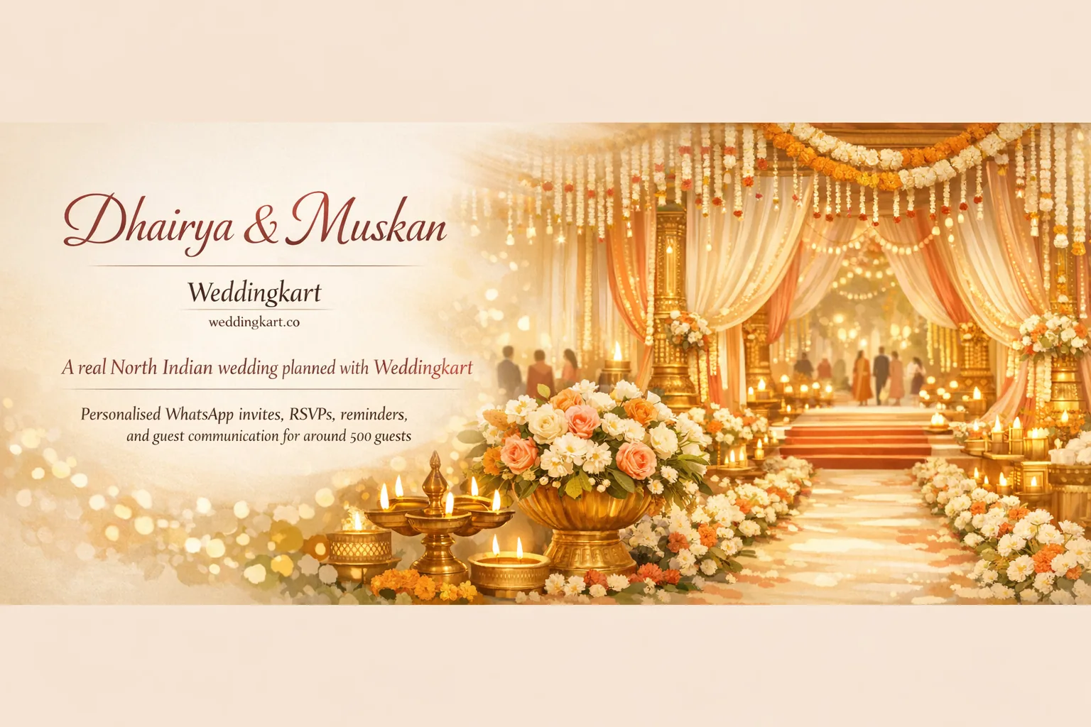 Wedding hero banner for Dhairya & Muskan in India